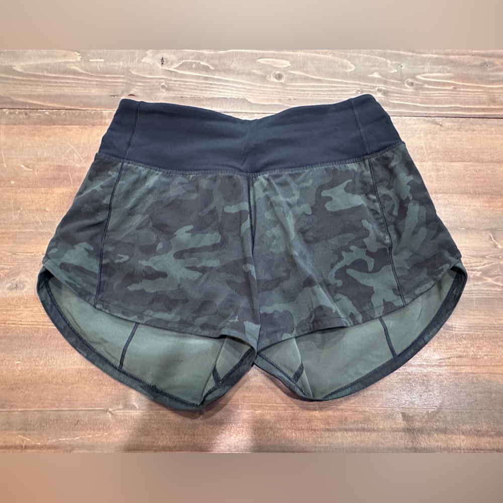 Green Camo lululemon speed up shorts